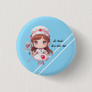 Macaron Rond 2,50 Cm Cute Nurse avec Hokkien Bouton d'insigne de bienve