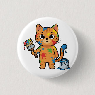 Macaron Rond 2,50 Cm Cute Painter Cat Button