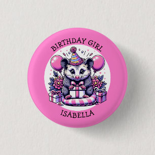 Macaron Rond 2,50 Cm Cute Possum Fille d'anniversaire personnalisée