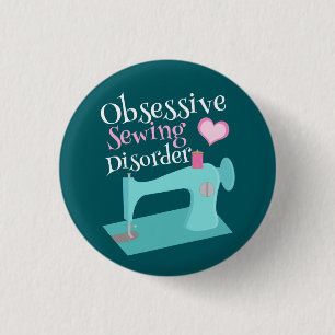 Macaron Rond 2,50 Cm Cute Retro Machine à coudre Seamstress