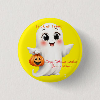 Macaron Rond 2,50 Cm Cute sticker happy Halloween with adjustable text 
