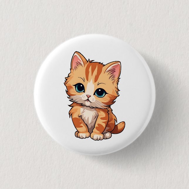 Macaron Rond 2,50 Cm Cute tabby Chat (Devant)