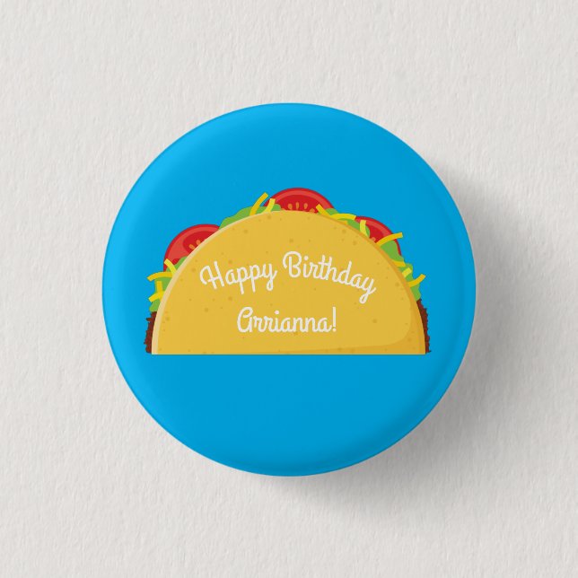 Macaron Rond 2,50 Cm Cute Taco Enfants 1er anniversaire fête Nourriture (Devant)
