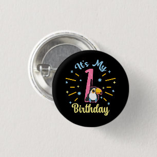 Macaron Rond 2,50 Cm Cute Toucan 1er Anniversaire 1 An Fille de naissan