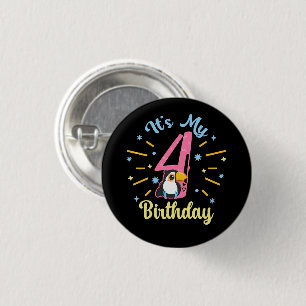 Macaron Rond 2,50 Cm Cute Toucan 4e anniversaire 4 année fille de naiss