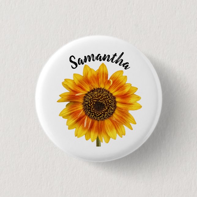 Macaron Rond 2,50 Cm Cute tournesol personnalisé (Devant)