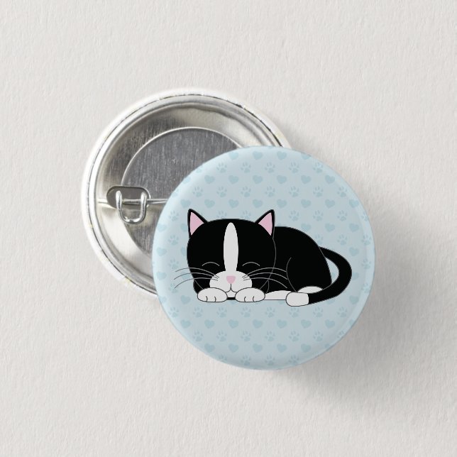 Macaron Rond 2,50 Cm Cute Tuxedo Kitten (Devant & derrière)