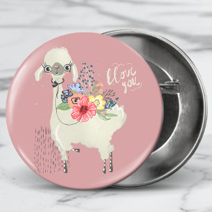 Macaron Rond 2,50 Cm Cute Whimsical Moderne Llama Je Vous Aime