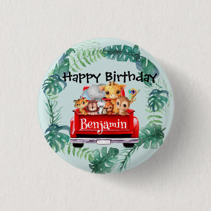 Macaron Rond 2,50 Cm Cute Zoo jungle ferme camion garçon Fête d'anniver