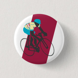 Macaron Rond 2,50 Cm Cyclisme rouge de style rétro