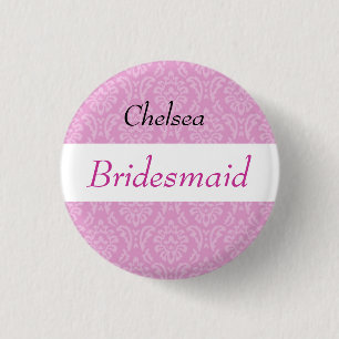 Macaron Rond 2,50 Cm Damassé rose de DEMOISELLE D'HONNEUR et mariage d