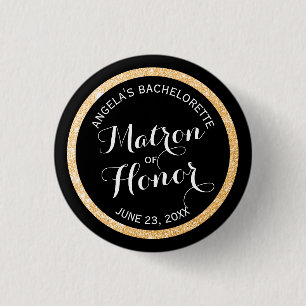 Macaron Rond 2,50 Cm Dame de honneur noire Bachelorette de parties