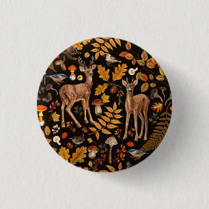 Macaron Rond 2,50 Cm Dans les bois / Cerf d'automne sur noir