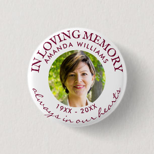 Macaron Rond 2,50 Cm Dans Loving Memory Modern White Photo Memorial Red