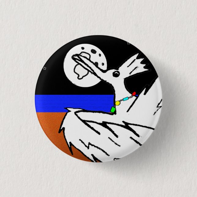 Macaron Rond 2,50 Cm Danse d'oiseau sous la lune (Devant)