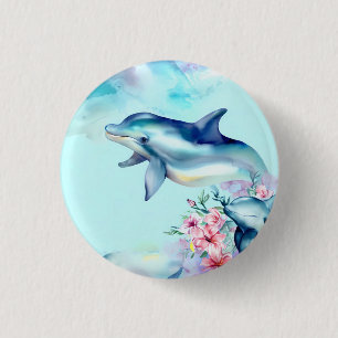 Macaron Rond 2,50 Cm Dauphin aquarelle peint