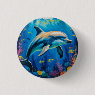 Macaron Rond 2,50 Cm Dauphin de peinture à l'huile