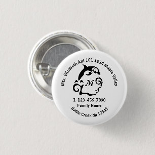 Macaron Rond 2,50 Cm Dauphin Perdu natation Famille Adresse