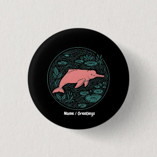 Macaron Rond 2,50 Cm Dauphin Rose de la Rivière Boto Art Animalier Mat