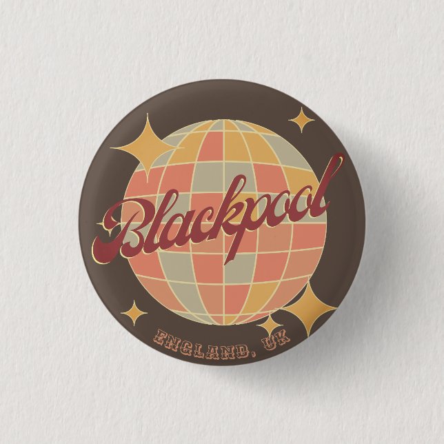Macaron Rond 2,50 Cm Décor rétro de Blackpool England City (Devant)