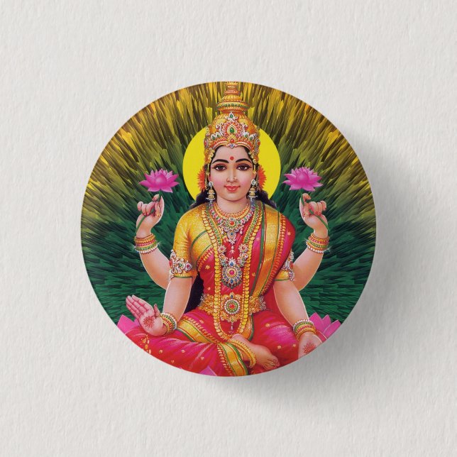 Macaron Rond 2,50 Cm Déesse indoue Saraswati (Devant)