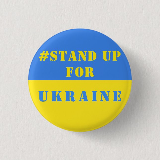 Macaron Rond 2,50 Cm Défendre L'Ukraine - Liberté - Drapeau Ukrainien (Devant)