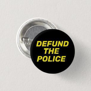 Macaron Rond 2,50 Cm Defund La police noir jaune simple moderne