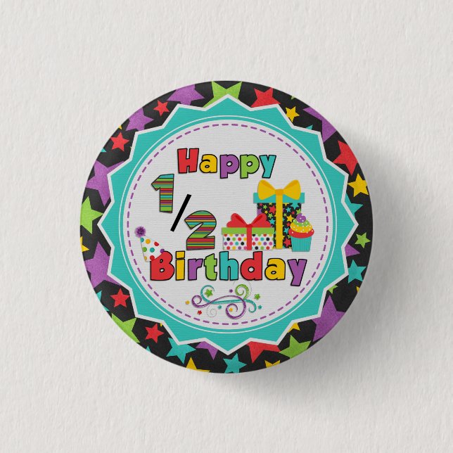 Macaron Rond 2,50 Cm Demi de bouton d'anniversaire (Devant)