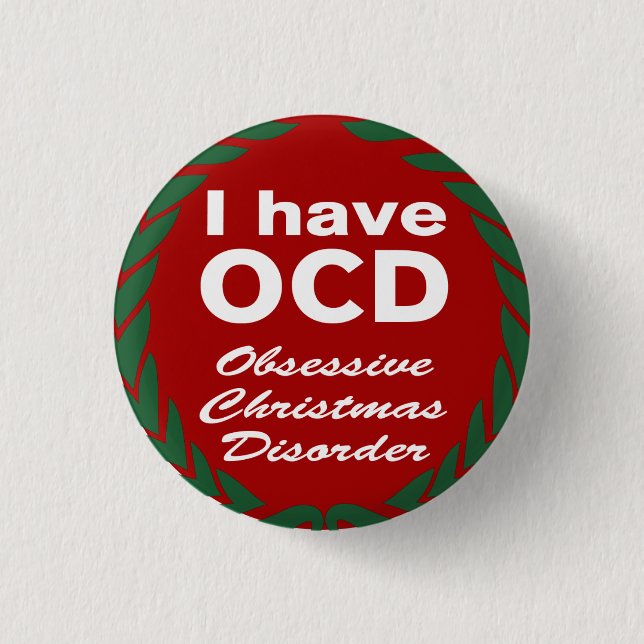 Macaron Rond 2,50 Cm Désordre obsédant de Noël d'OCD (Devant)