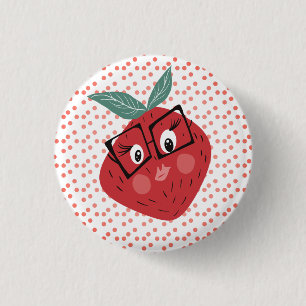 Macaron Rond 2,50 Cm Dessin animé de fraise mignon dessiné à la main