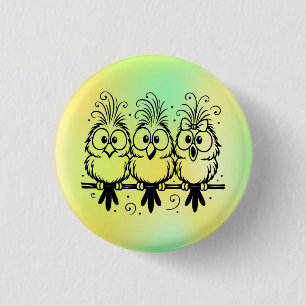 Macaron Rond 2,50 Cm Dessin Animé Oiseaux Drôles-56456