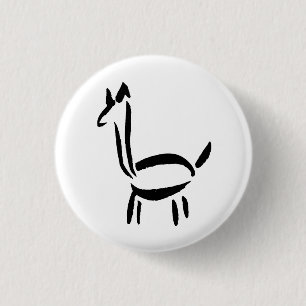 Macaron Rond 2,50 Cm Dessin au pinceau Lama Alpaca Cheval Animal