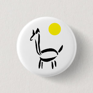 Macaron Rond 2,50 Cm Dessin au pinceau Lama Alpaga Animal avec Soleil