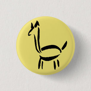 Macaron Rond 2,50 Cm Dessin au pinceau Lama Alpaga Cheval Animal