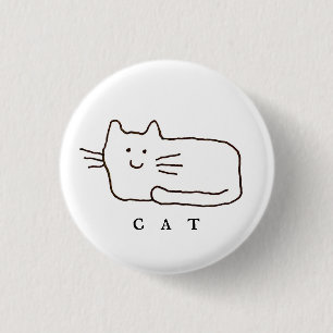 Macaron Rond 2,50 Cm Dessin au trait de chat de dessin animé