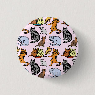 Macaron Rond 2,50 Cm Dessin de chat Cute Motif Vintage