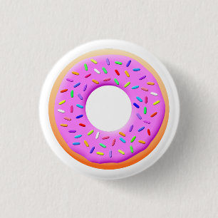 Macaron Rond 2,50 Cm Dessin De Mignonne Donut Avec Des Saupoudrages