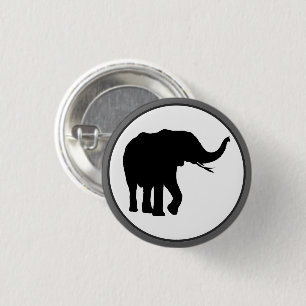 Macaron Rond 2,50 Cm Dessin d'éléphant noir dans un cercle blanc