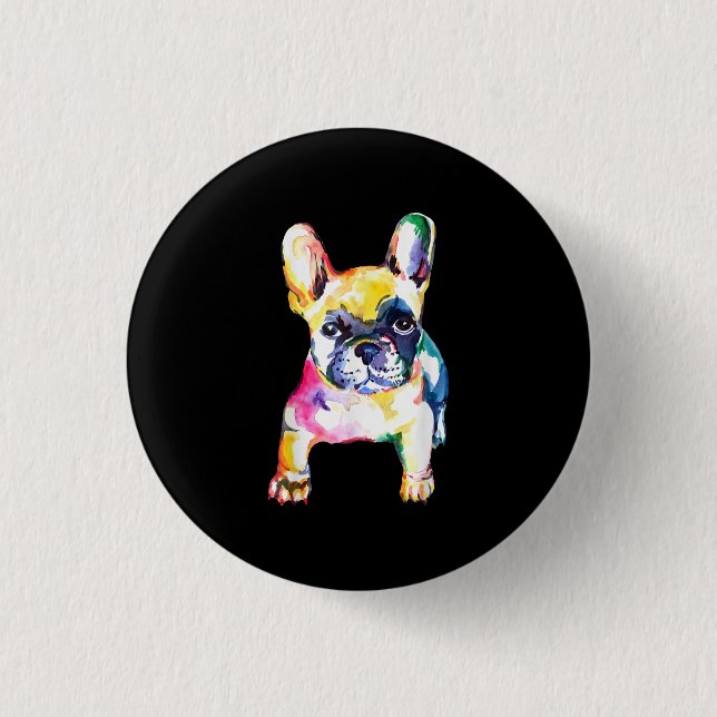 Macaron Rond 2,50 Cm Dessin Français Bulldog original aquarelle (Devant)