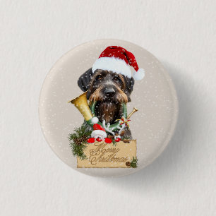 Macaron Rond 2,50 Cm Deutsch Drahthaar, Joyeux Noël ! Magnet