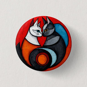 Macaron Rond 2,50 Cm Deux chats dans un design circulaire vibrant