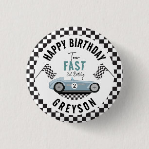 Macaron Rond 2,50 Cm Deux Fast Race Car Boy 2e fête d'anniversaire
