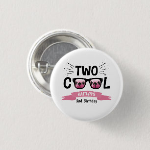 Macaron Rond 2,50 Cm Deux filles Cool 2e anniversaire