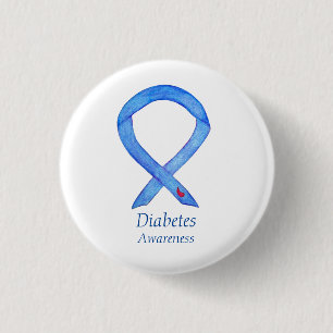 Macaron Rond 2,50 Cm Diabetes Awareness Ribbon Art Custom Button Pins