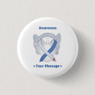 Macaron Rond 2,50 Cm Diabetes Awareness Ribbon IDDM Angel Pin
