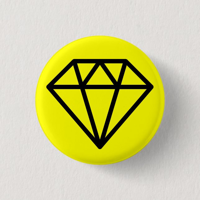 Macaron Rond 2,50 Cm Diamant simple - noir sur jaune (Devant)