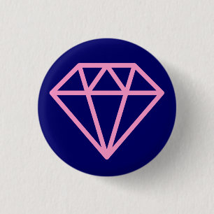 Macaron Rond 2,50 Cm Diamant simple - Rose sur Marine profonde
