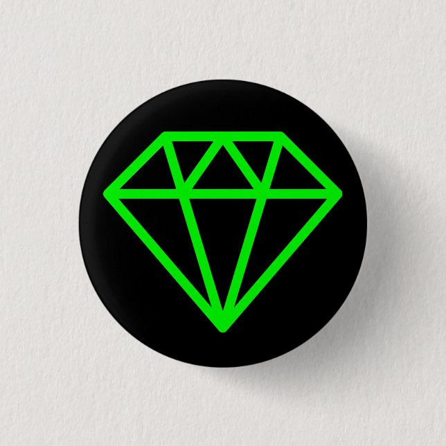 Macaron Rond 2,50 Cm Diamant simple - Vert sur Noir (Devant)