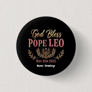 Macaron Rond 2,50 Cm Dieu bénisse le pape Léo Célébrer le nouveau pape 