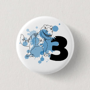 Macaron Rond 2,50 Cm Dino 3e Anniversaire Pin